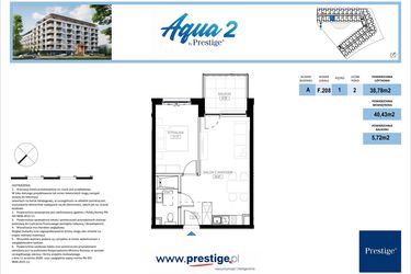Rzut - Mieszkanie na sprzedaż 2 pokoje o powierzchni 40,6 m² - numer F.208 w Bel Mare (Międzyzdroje)