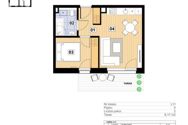 Rzut - Mieszkanie na sprzedaż 2 pokoje o powierzchni 34,8 m² - numer L-11 w Mickiewicza 21 Residence