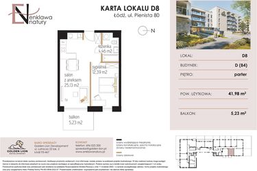 Rzut - Mieszkanie na sprzedaż 2 pokoje o powierzchni 41,98 m² - numer D8 w Enklawa Natury