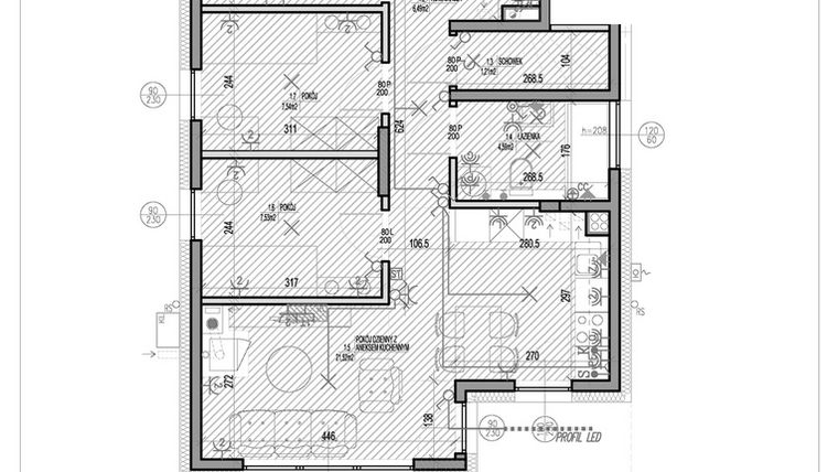 Rzut - Mieszkanie na sprzedaż 4 pokoje o powierzchni 61,19 m² - numer K2.1 w HEJ! Baniocha K