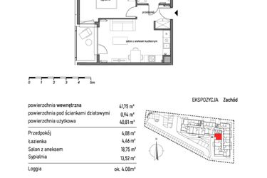 Rzut - Mieszkanie na sprzedaż 2 pokoje o powierzchni 41,75 m² - numer 2.4.9. w Dywizjonu 303