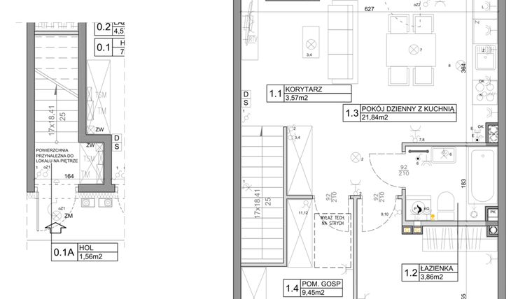 Rzut - Mieszkanie na sprzedaż 3 pokoje o powierzchni 58,82 m² - numer 64 w Manufaktura Marki 2 etap III