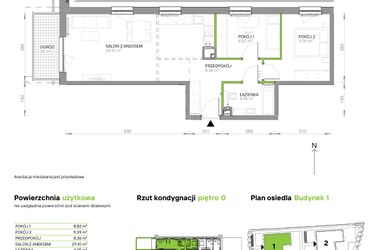 Rzut - Mieszkanie na sprzedaż 3 pokoje o powierzchni 62,62 m² - numer III.0/1/7 w Via Flora