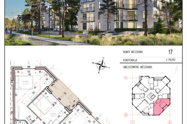 Rzut - Mieszkanie na sprzedaż 3 pokoje o powierzchni 68,09 m² - numer 17 w Grasera 12