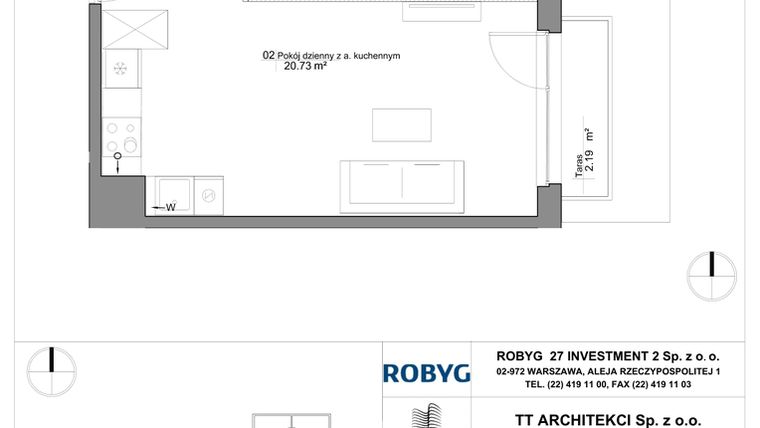 Rzut - Mieszkanie na sprzedaż 2 pokoje o powierzchni 38,37 m² - numer SU3/B/0/1 w Sady Ursynów III