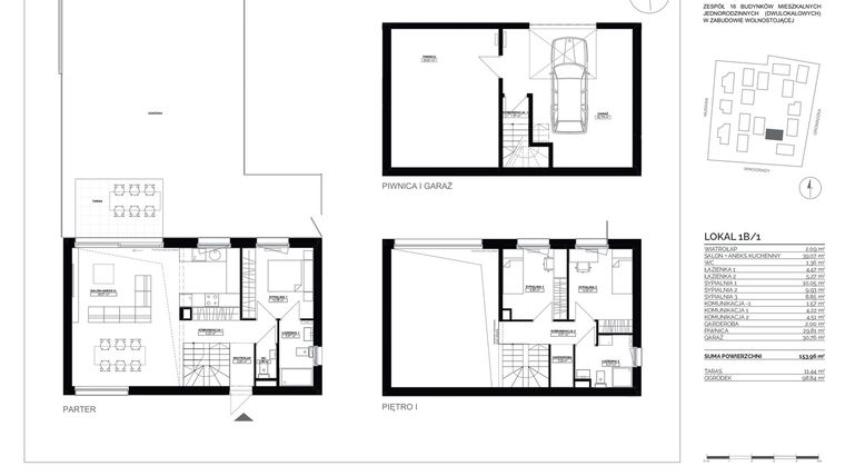 Rzut - Mieszkanie na sprzedaż 4 pokoje o powierzchni 153,96 m² - numer 1B/1 w Murawa 2