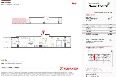 Rzut - Mieszkanie na sprzedaż 2 pokoje o powierzchni 42,12 m² - numer 230 w Miasteczko Nova Sfera 3