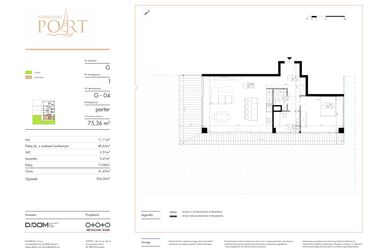 Rzut - Mieszkanie na sprzedaż 2 pokoje o powierzchni 75,36 m² - numer G_4 w Warmiński Port etap V