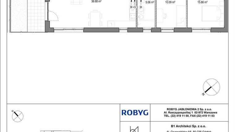 Rzut - Mieszkanie na sprzedaż 3 pokoje o powierzchni 78,45 m² - numer A.0M01 w Kobieli 4