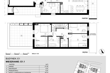 Rzut - Dom na sprzedaż 4 pokoje o powierzchni 123,09 m² - numer E1.1 w Ville Przy Białej