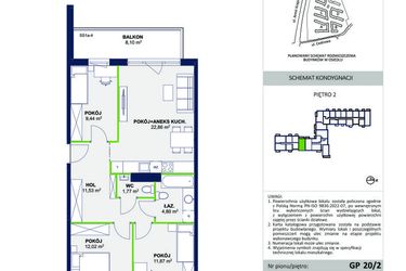 Rzut - Mieszkanie na sprzedaż 4 pokoje o powierzchni 74,29 m² - numer 80 w Wolne Miasto etap VII