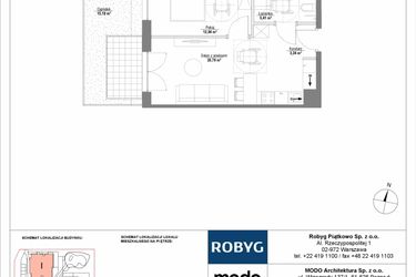 Rzut - Mieszkanie na sprzedaż 2 pokoje o powierzchni 41,5 m² - numer 0M01 w Początek Piątkowo bud. I