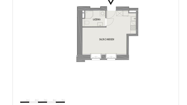 Rzut - Mieszkanie na sprzedaż 1 pokój o powierzchni 25,56 m² - numer A13 w Komuny Paryskiej 19a