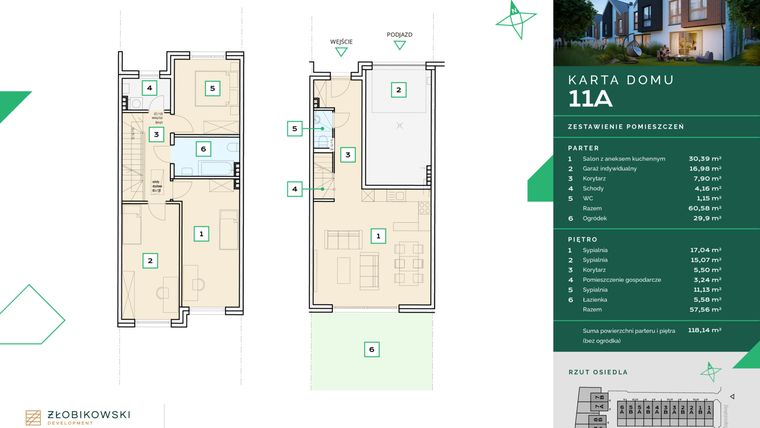 Rzut - Dom na sprzedaż 4 pokoje o powierzchni 118,87 m² - numer 11A w Zapolskiej 12