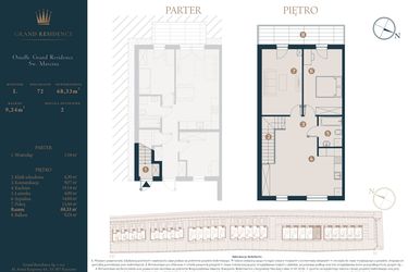 Rzut - Dom na sprzedaż 3 pokoje o powierzchni 68,33 m² - numer L72 w Osiedle Św. Marcina