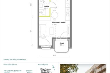 Rzut - Mieszkanie na sprzedaż 1 pokój o powierzchni 25,4 m² - numer A/2/46 w Skorosze Vita