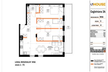 Rzut - Mieszkanie na sprzedaż 4 pokoje o powierzchni 80,39 m² - numer 56 w Osiedle StaLove etap II