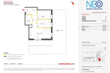 Rzut - Mieszkanie na sprzedaż 3 pokoje o powierzchni 49,08 m² - numer 37 w Neo Nova Ochota