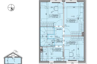 Rzut - Dom na sprzedaż 5 pokoi o powierzchni 70,97 m² - numer 2B w Osiedle Stokrotki