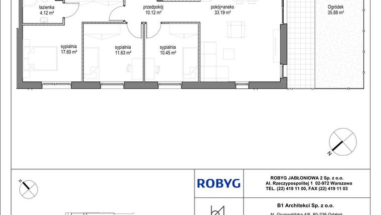 Rzut - Mieszkanie na sprzedaż 4 pokoje o powierzchni 92,9 m² - numer A.0M08 w Kobieli 4