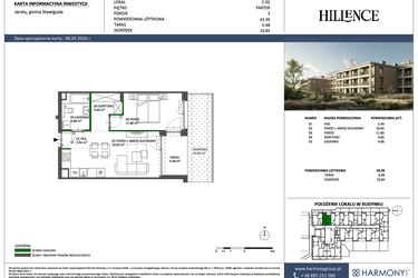 Rzut - Mieszkanie na sprzedaż 2 pokoje o powierzchni 43,39 m² - numer C-02 w Hillence etap 3