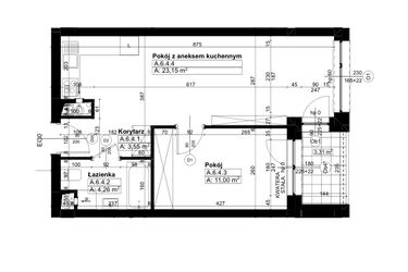 Rzut - Mieszkanie na sprzedaż 2 pokoje o powierzchni 41,96 m² - numer A/6/4 w Świerzawska 13
