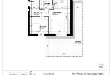 Rzut - Mieszkanie na sprzedaż 2 pokoje o powierzchni 46,83 m² - numer C.3 w Narcyzowe Wzgórza II