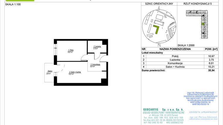 Rzut - Mieszkanie na sprzedaż 2 pokoje o powierzchni 35,94 m² - numer C93 w Jasielska 8C