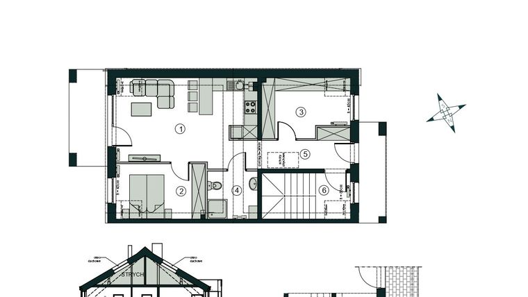 Rzut - Mieszkanie na sprzedaż 3 pokoje o powierzchni 66,43 m² - numer T2 w Aleja Wiśniowa Pogórze