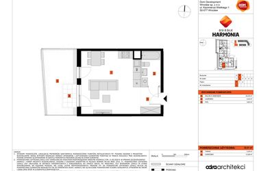 Rzut - Mieszkanie na sprzedaż 1 pokój o powierzchni 32,51 m² - numer B.4 w Osiedle Harmonia