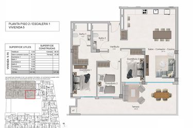 Rzut - Mieszkanie na sprzedaż 2 pokoje o powierzchni 83,32 m² - numer 2-5 w Apartamenty w Santa Pola - 92373724