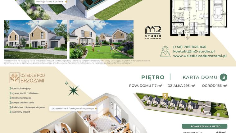 Rzut - Dom na sprzedaż 4 pokoje o powierzchni 117 m² - numer 3 w Osiedle Pod Brzozami etap II