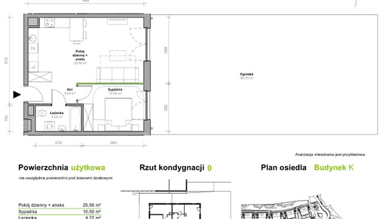 Rzut - Mieszkanie na sprzedaż 2 pokoje o powierzchni 44,67 m² - numer K.0.M05 w Przemyska Vita