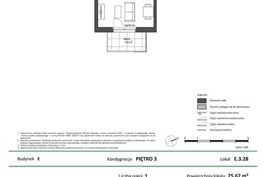 Rzut - Mieszkanie na sprzedaż 1 pokój o powierzchni 25,67 m² - numer E.3.28 w Nowy Świat Ostoja etap II - EFG