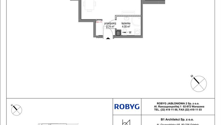 Rzut - Mieszkanie na sprzedaż 1 pokój o powierzchni 34,43 m² - numer A.3M03 w Kobieli 4
