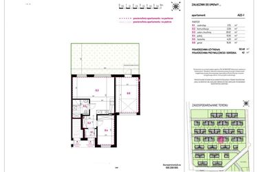 Rzut - Mieszkanie na sprzedaż 2 pokoje o powierzchni 62,4 m² - numer A22-1 w Aleja Kwitnącej Wiśni