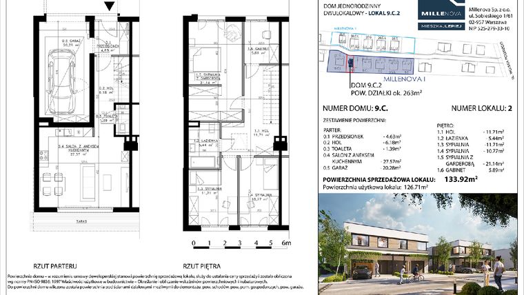 Rzut - Dom na sprzedaż 5 pokoi o powierzchni 137 m² - numer 10 w Millenova