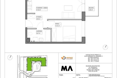 Rzut - Mieszkanie na sprzedaż 2 pokoje o powierzchni 40,68 m² - numer PT/C/5/4 w Przystanek Tarnogaj