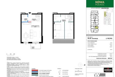 Rzut - Mieszkanie na sprzedaż 3 pokoje o powierzchni 40,38 m² - numer 4A_20 w Nowa Północ etap 2