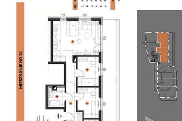 Rzut - Mieszkanie na sprzedaż 4 pokoje o powierzchni 65,93 m² - numer 14 w Buraczana 27