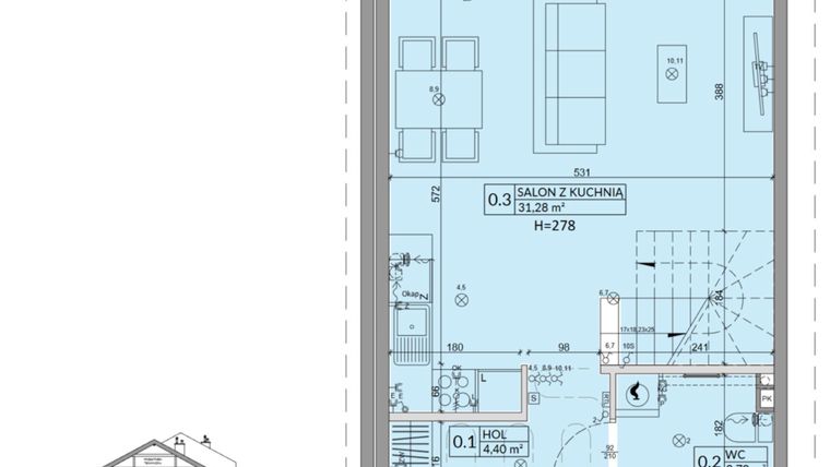 Rzut - Dom na sprzedaż 4 pokoje o powierzchni 77,99 m² - numer 40A w Osiedle Słoneczne etap IV