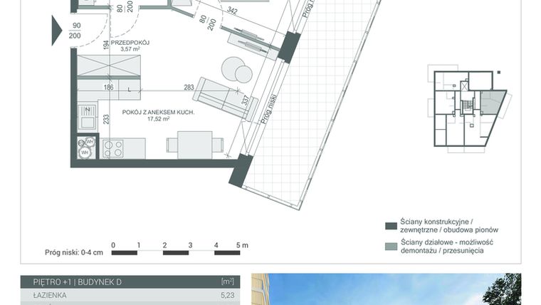 Rzut - Mieszkanie na sprzedaż 2 pokoje o powierzchni 37,25 m² - numer M-9 w Unikat Apartamenty D