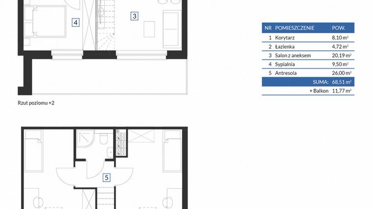 Rzut - Mieszkanie na sprzedaż 2 pokoje o powierzchni 68,51 m² - numer 7C12 w Osiedle Krzeptów VII