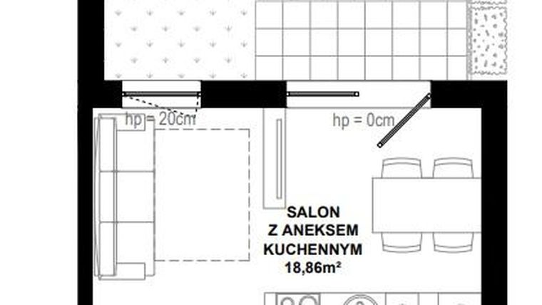 Rzut - Mieszkanie na sprzedaż 1 pokój o powierzchni 25,73 m² - numer C.2 w Apartamenty Bałtyk