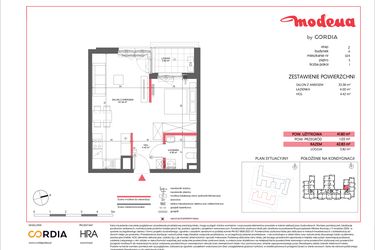 Rzut - Mieszkanie na sprzedaż 1 pokój o powierzchni 41,8 m² - numer A.024 w Modena II