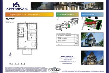 Rzut - Mieszkanie na sprzedaż 2 pokoje o powierzchni 48,4 m² - numer E06 w Kopernika Szesnaście