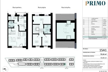 Rzut - Mieszkanie na sprzedaż 4 pokoje o powierzchni 72,16 m² - numer 15.A1 w Osiedle Primo