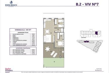 Rzut - Mieszkanie na sprzedaż 2 pokoje o powierzchni 65,56 m² - numer 7 w Eden Beach 2
