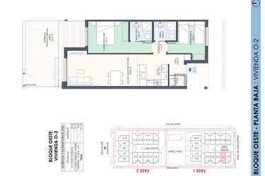 Rzut - Mieszkanie na sprzedaż 2 pokoje o powierzchni 101,09 m² - numer 2 w Apartamenty w Pilar de la Horadada - 27124096