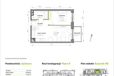 Rzut - Mieszkanie na sprzedaż 2 pokoje o powierzchni 40,15 m² - numer M2/1/5/51 w Przy Parku Vita